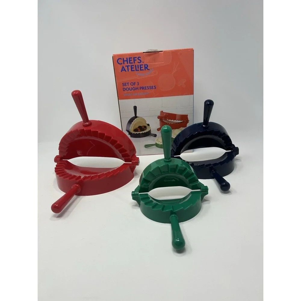 Chefs Atelier 3 Piece Red, Blue & Green Multi-Size Dough Press Set Sweet/ Savory